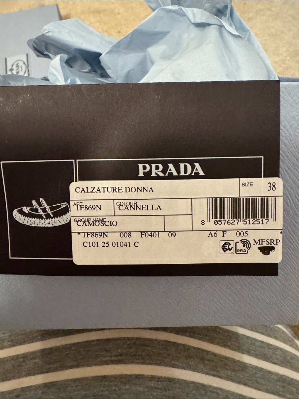 Prada Cannella Camoscio Leather Shoes in Light Blue Box - Picture 8 of 15
